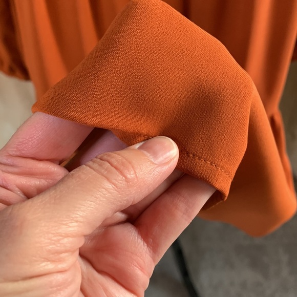 Tunic Dress V Neck Casual Loose Flowy Swing Shift Dresses Orange Caramel - Picture 5 of 12